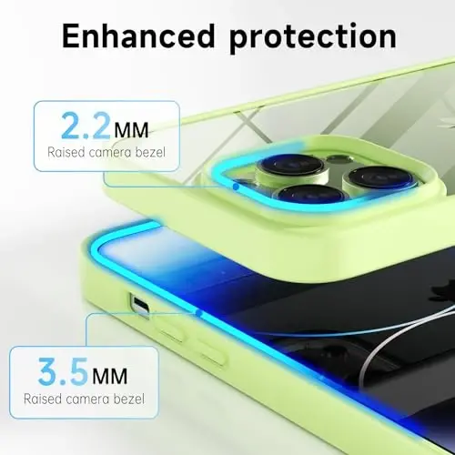 LoeoeL for iPhone 14 Pro Case Clear, Transparent Hybrid 14 Pro Phone Case [Hard Plastic & Soft Silicone Bumper] Acrylic Non Yellowing Thin Slim Protective Cover for Women, Mint Green - 5