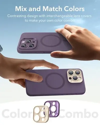 ESR for iPhone 14 Pro Case with MagSafe, Supports Magnetic Charging, Smooth & Slim Silicone Case, Shockproof, Full Screen and Camera Protection, Soft Microfiber Lining,Purple - 6