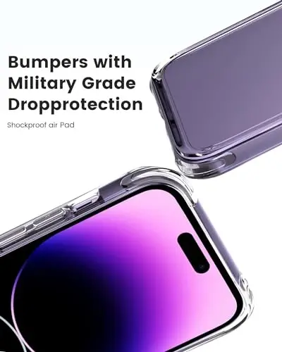 Mkeke for iPhone 14 Pro Case Clear, [Military Grade Protection] [Not Yellowing] Shockproof Acrylic Phone Case for Apple iPhone 14 Pro 2022 - 3