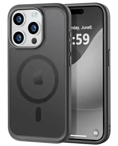 MOCCA Strong Magnetic for iPhone 14 Pro Case, [Compatible with Magsafe][13FT Military Drop Protection] Slim Translucent Matte Shockproof Case for iPhone 14 Pro Phone Case 6.1'', Titanium Black - MOCCA