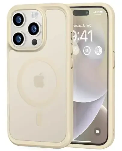 MOCCA Strong Magnetic for iPhone 14 Pro Case, [Compatible with Magsafe][13FT Military Drop Protection] Slim Translucent Matte Shockproof Case for iPhone 14 Pro Phone Case 6.1'', Light Gold - 1
