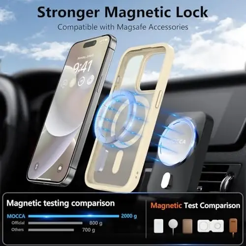 MOCCA Strong Magnetic for iPhone 14 Pro Case, [Compatible with Magsafe][13FT Military Drop Protection] Slim Translucent Matte Shockproof Case for iPhone 14 Pro Phone Case 6.1'', Light Gold - MOCCA (1)