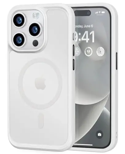 MOCCA Strong Magnetic for iPhone 14 Pro Case, [Compatible with Magsafe][13FT Military Drop Protection] Slim Translucent Matte Shockproof Case for iPhone 14 Pro Phone Case 6.1'',Frosted White - 1