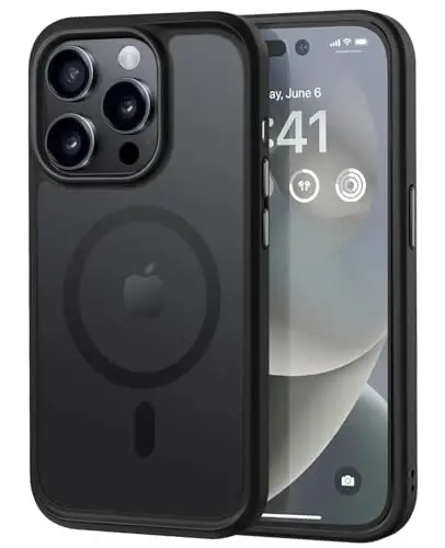 iPhone 14 Pro için MOCCA Güçlü Manyetik Kılıf, [Magsafe ile Uyumlu][13FT Askeri Düşme Koruması] iPhone 14 Pro Telefon Kılıfı 6.1'' için İnce Yarı Saydam Mat Darbeye Dayanıklı Kılıf, Siyah - 1