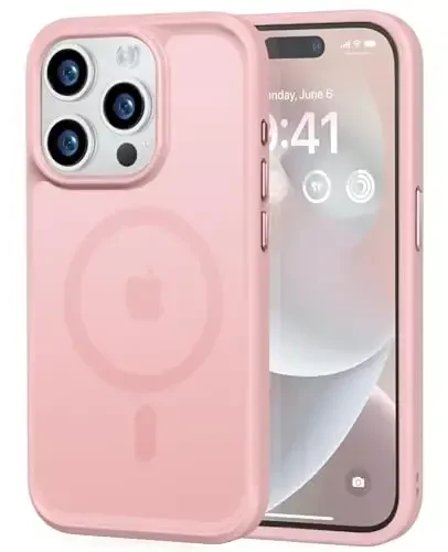 MOCCA Strong Magnetic for iPhone 14 Pro Case, [Compatible with Magsafe][13FT Military Drop Protection] Slim Translucent Matte Shockproof Case for iPhone 14 Pro Phone Case 6.1'', Pink - 1
