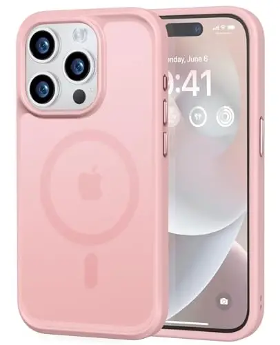 MOCCA Strong Magnetic for iPhone 14 Pro Case, [Compatible with Magsafe][13FT Military Drop Protection] Slim Translucent Matte Shockproof Case for iPhone 14 Pro Phone Case 6.1'', Pink 