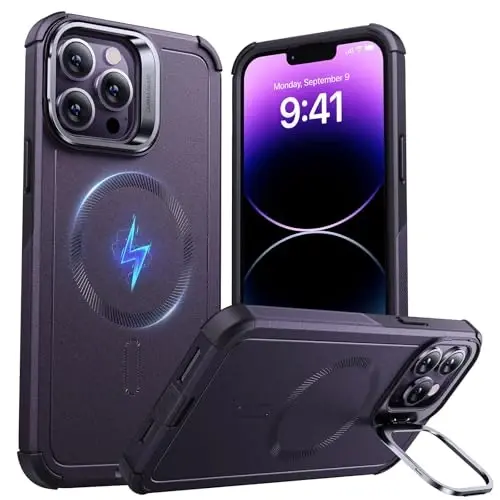 ESR for iPhone 14 Pro Case with Stand, 23 ft Military-Grade Drop Protection Heavy Duty Magnetic Phone Case, Compatible with MagSafe Accessories, Cyber Series, Purple - 3