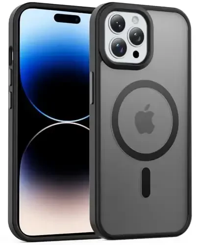 Temdan for iPhone 14 Pro Case, Compatible with Magsafe, Anti-Yellowing, Military-Grade Protection, Shockproof Slim Magnetic Phone Case Cover, Black - TEMDAN