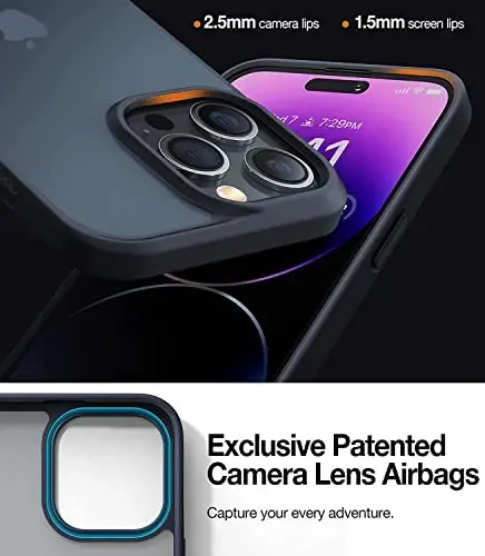TORRAS Shockproof for iPhone 14 Pro Case, [3X Military-Grade Drop Tested & Slim Silky Feel] Translucent Hard Back with Silicone Protective Anti-Fingerprint Anti-Scratch Phone Case Guardian, Black - 4