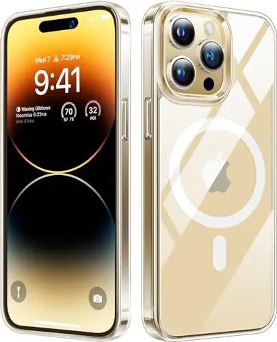 TORRAS Magnetic Clear for iPhone 14 Pro Case, Compatible with MagSafe, Never Yellow, 12 FT Military Grade Drop Tested, Protective Slim Thin Case for iPhone 14 Pro Phone Case, Clear Back/Clear Edge - 1