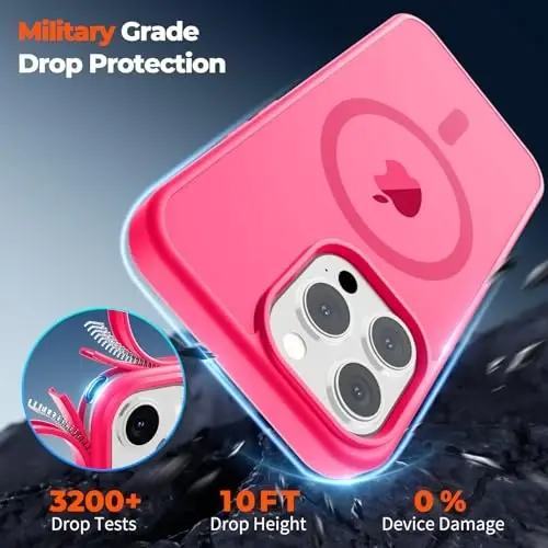 zapica Magnetic for iPhone 14 Pro Case, [Compatible with MagSafe] [Military Grade Drop Protection] Translucent Matte Shockproof Anti-Scratch Phone Case, Hot Pink - 5
