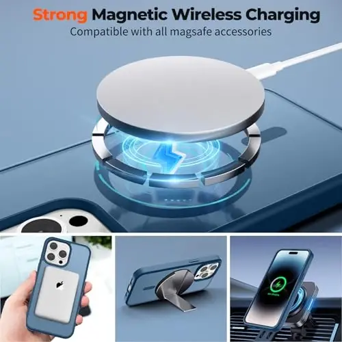 zapica Magnetic for iPhone 14 Pro Case, [Compatible with MagSafe] [Military Grade Drop Protection] Translucent Matte Shockproof Anti-Scratch Phone Case, Dark Blue - 4