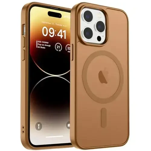 zapica Magnetic for iPhone 14 Pro Case, [Compatible with MagSafe] [Military Grade Drop Protection] Translucent Matte Shockproof Anti-Scratch Phone Case, Brown - 2