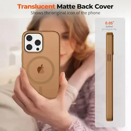 zapica Magnetic for iPhone 14 Pro Case, [Compatible with MagSafe] [Military Grade Drop Protection] Translucent Matte Shockproof Anti-Scratch Phone Case, Brown - ZAPICA