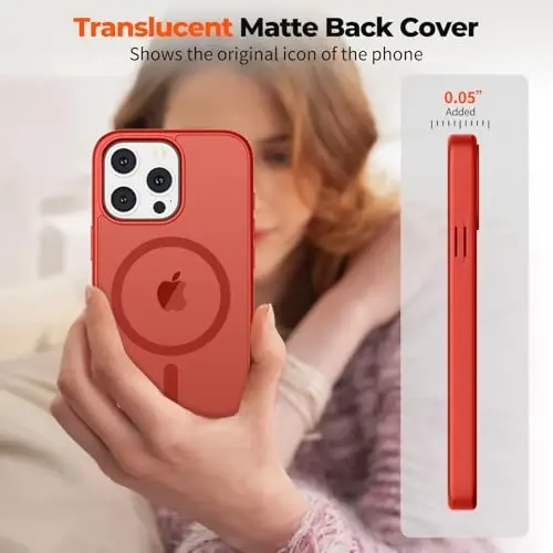 zapica Magnetic for iPhone 14 Pro Case, [Compatible with MagSafe] [Military Grade Drop Protection] Translucent Matte Shockproof Anti-Scratch Phone Case, Red - 1