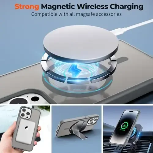 zapica Magnetic for iPhone 14 Pro Case, [Compatible with MagSafe] [Military Grade Drop Protection] Translucent Matte Shockproof Anti-Scratch Phone Case, Dark Gray - 4