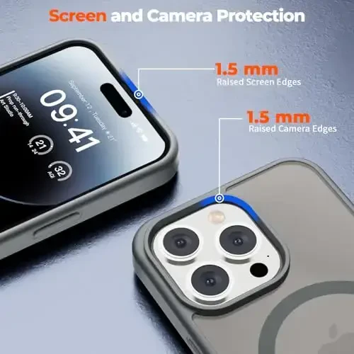 zapica Magnetic for iPhone 14 Pro Case, [Compatible with MagSafe] [Military Grade Drop Protection] Translucent Matte Shockproof Anti-Scratch Phone Case, Dark Gray - 6