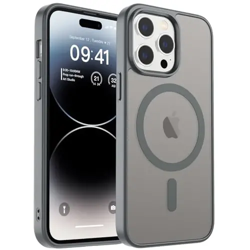 zapica Magnetic for iPhone 14 Pro Case, [Compatible with MagSafe] [Military Grade Drop Protection] Translucent Matte Shockproof Anti-Scratch Phone Case, Dark Gray - 2