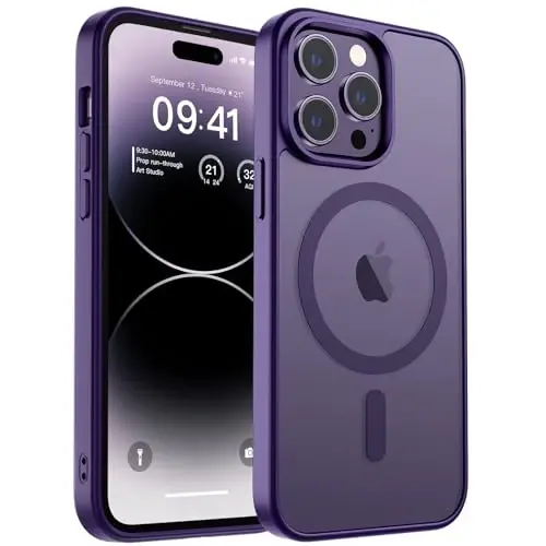 zapica Magnetic for iPhone 14 Pro Case, [Compatible with MagSafe] [Military Grade Drop Protection] Translucent Matte Shockproof Anti-Scratch Phone Case, Dark Purple 