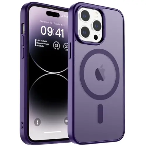 zapica Magnetic for iPhone 14 Pro Case, [Compatible with MagSafe] [Military Grade Drop Protection] Translucent Matte Shockproof Anti-Scratch Phone Case, Dark Purple - 2