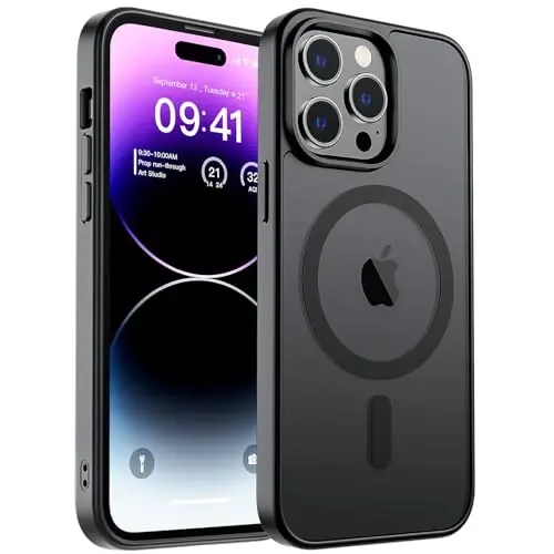 zapica Magnetic for iPhone 14 Pro Case, [Compatible with MagSafe] [Military Grade Drop Protection] Translucent Matte Shockproof Anti-Scratch Phone Case, Black - 2