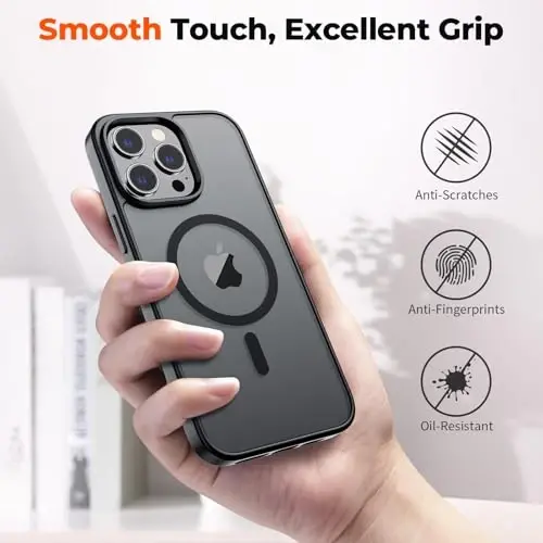 zapica Magnetic for iPhone 14 Pro Case, [Compatible with MagSafe] [Military Grade Drop Protection] Translucent Matte Shockproof Anti-Scratch Phone Case, Black - 7