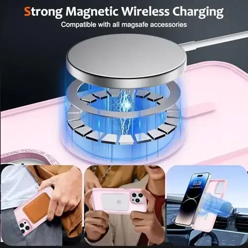 Anuck Case for iPhone 14 Pro Case Magnetic Phone Case Compatible with MagSafe, Soft TPU Bumper Hard Translucent Matte Back Slim Fit Shockproof Protective Cover for Men Women Girls - Tender Pink - 2