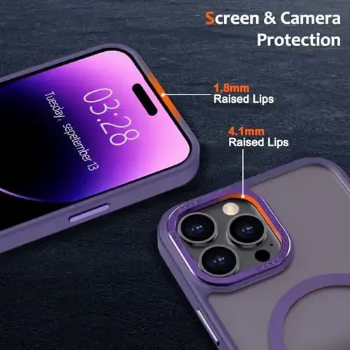 Anuck Case for iPhone 14 Pro Case Magnetic Phone Case Compatible with MagSafe, Soft TPU Bumper Hard Translucent Matte Back Slim Fit Shockproof Protective Cover for Men Women Girls - Dark Purple - 3