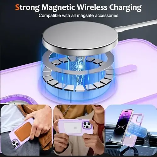 Anuck Case for iPhone 14 Pro Case Magnetic Phone Case Compatible with MagSafe, Soft TPU Bumper Hard Translucent Matte Back Slim Fit Shockproof Protective Cover for Men Women Girls - Light Purple - ANUCK (1)