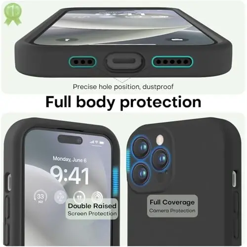 LOVE 3000 Designed for iPhone 14 Pro Case, Premium Silicone with [Soft Anti-Scratch Microfiber Lining] Shockproof Protective Phone Case for Men Women Girls 6.1