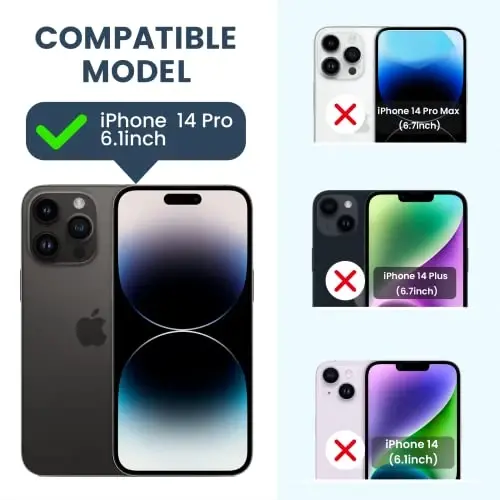 Goton Compatible for iPhone 14 Pro Case with Screen Protector - Slide Camera Protective Phone Cover with Ring Stand, Heavy Duty Shockproof Rugged Bumper for 14 Pro Accessories Black - 2
