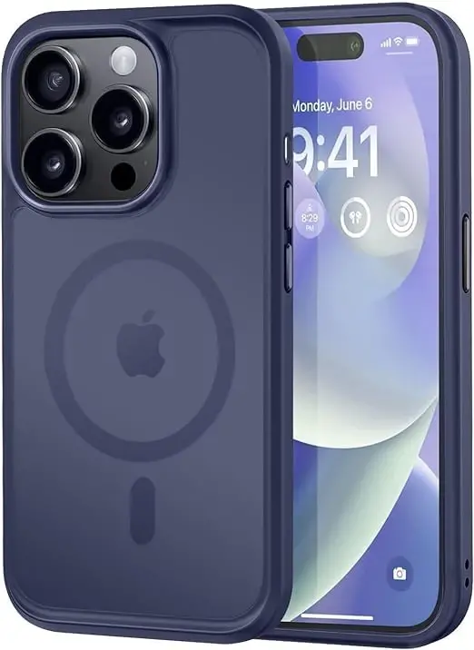 MOCCA Strong Magnetic for iPhone 14 Pro Case, [Compatible with Magsafe][13FT Military Drop Protection] Slim Translucent Matte Shockproof Case for iPhone 14 Pro Phone Case 6.1'', Deep Blue - MOCCA