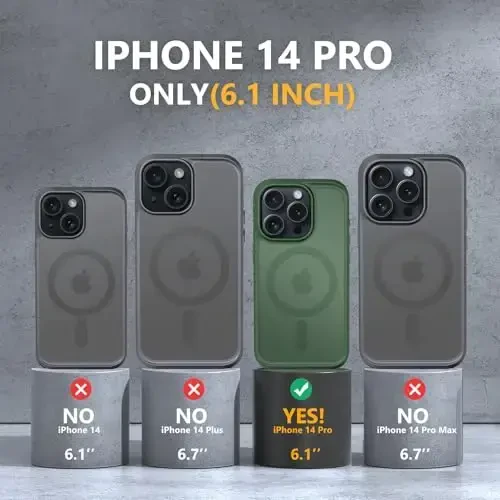 MOCCA Strong Magnetic for iPhone 14 Pro Case, [Compatible with Magsafe][13FT Military Drop Protection] Slim Translucent Matte Shockproof Case for iPhone 14 Pro Phone Case 6.1'', Midnight Green - 6