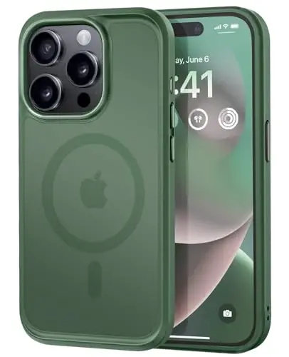 MOCCA Strong Magnetic for iPhone 14 Pro Case, [Compatible with Magsafe][13FT Military Drop Protection] Slim Translucent Matte Shockproof Case for iPhone 14 Pro Phone Case 6.1'', Midnight Green - 1