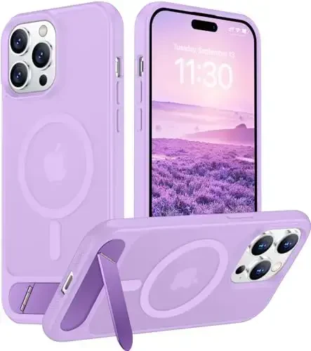 Temdan Magnetic Compatible with iPhone 14 Pro Case, [Built-in Invisible Kickstand][Compatible with MagSafe] [Military Grade Shockproof] Slim Translucent Matte Phone Case for iPhone 14 Pro 6.1