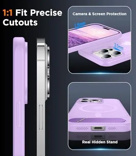 iPhone 14 Pro Kılıfı ile Uyumlu Temdan Manyetik, [Dahili Görünmez Destek Çubuğu] [MagSafe ile Uyumlu] [Askeri Sınıf Darbeye Dayanıklı] İnce Yarı Saydam Mat Telefon Kılıfı iPhone 14 Pro 6.1