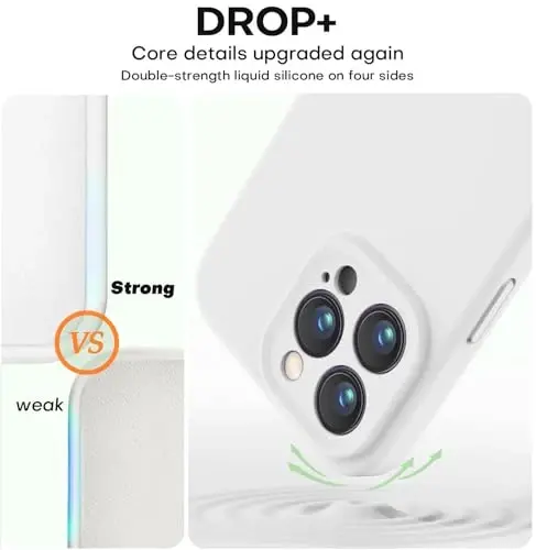Vooii Compatible with iPhone 14 Pro Case, Liquid Silicone Upgrade [Camera Protection] [Soft Anti-Scratch Microfiber Lining] Shockproof Phone Case for iPhone 14 Pro 6.1 inch - White - 4