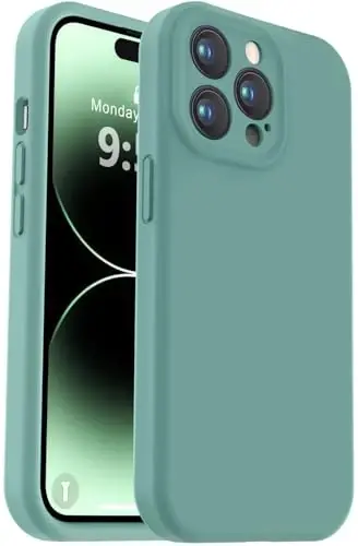 Vooii Compatible with iPhone 14 Pro Case, Liquid Silicone Upgrade [Camera Protection] [Soft Anti-Scratch Microfiber Lining] Shockproof Phone Case for iPhone 14 Pro 6.1 inch - Pine Green 