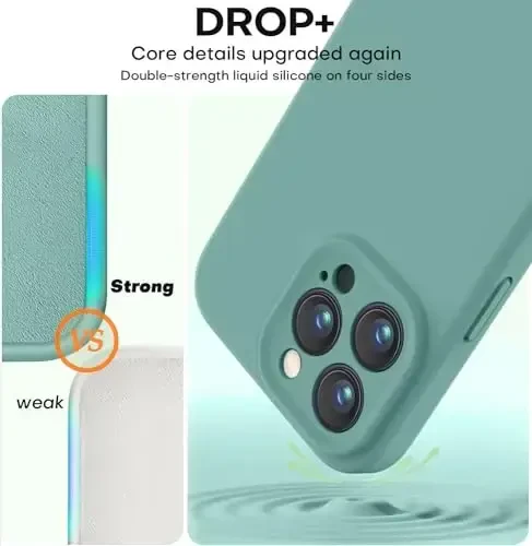 Vooii Compatible with iPhone 14 Pro Case, Liquid Silicone Upgrade [Camera Protection] [Soft Anti-Scratch Microfiber Lining] Shockproof Phone Case for iPhone 14 Pro 6.1 inch - Pine Green - 4