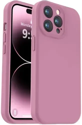 Vooii Compatible with iPhone 14 Pro Case, Liquid Silicone Upgrade [Camera Protection] [Soft Anti-Scratch Microfiber Lining] Shockproof Phone Case for iPhone 14 Pro 6.1 inch - Lavender Purple 