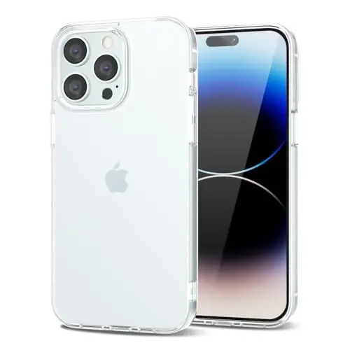 LoeoeL for iPhone 14 Pro Case Clear, Transparent Hybrid 14 Pro Phone Case [Hard Plastic & Soft Silicone Bumper] Acrylic Non Yellowing Thin Slim Protective Cover for Women, Crystal Clear - LOEOEL