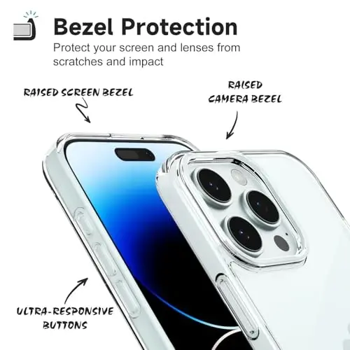 iPhone 14 Pro Kılıfı Şeffaf için LoeoeL, Şeffaf Hibrit 14 Pro Telefon Kılıfı [Sert Plastik ve Yumuşak Silikon Tampon] Akrilik Sararmayan İnce Koruyucu Kapak, Siyah - 4