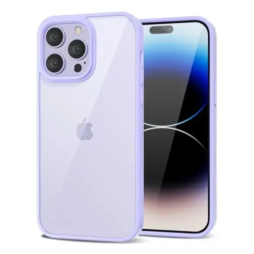 LoeoeL for iPhone 14 Pro Case Clear, Transparent Hybrid 14 Pro Phone Case [Hard Plastic & Soft Silicone Bumper] Acrylic Non Yellowing Thin Slim Protective Cover for Women, Purple Lavender 