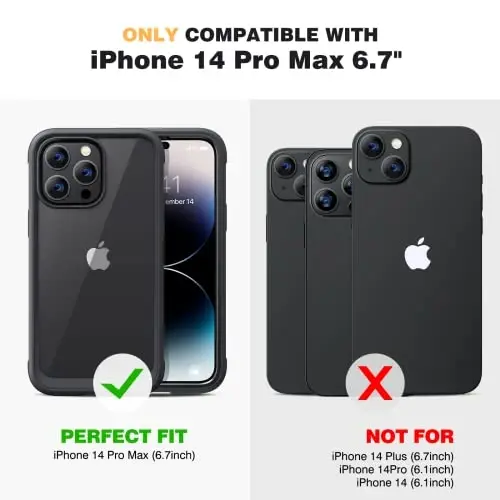 Diaclara Designed for iPhone 14 Pro Max Case 6.7, [2023 Upgraded] Full Body Rugged Case with Built-in Touch Sensitive Anti-Scratch Screen Protector +9H Tempered Glass Camera Lens Protector(Black) - 8