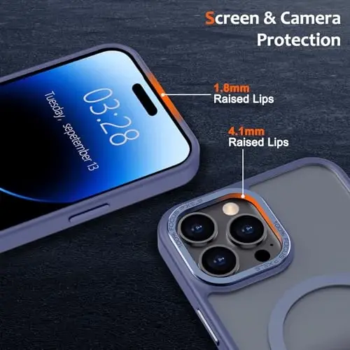 Anuck Case for iPhone 14 Pro Max Case Magnetic Phone Case Compatible with MagSafe, Soft TPU Bumper Hard Translucent Matte Back Slim Fit Shockproof Protective Cover for Men Women Girls - Blue - 11