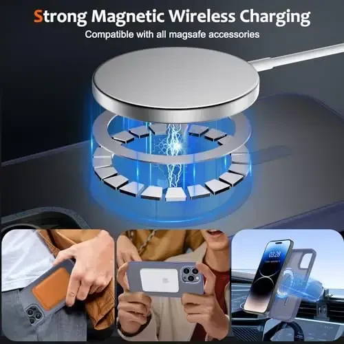 Anuck Case for iPhone 14 Pro Max Case Magnetic Phone Case Compatible with MagSafe, Soft TPU Bumper Hard Translucent Matte Back Slim Fit Shockproof Protective Cover for Men Women Girls - Blue - 7