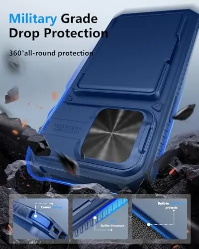 ATATOO for iPhone 14 Pro Max Wallet Case, Built-in Card Holder (3-5 Cards) & Slide Camera Cover & RFID Blocking, Military Grade Protection, Rugged Shockproof Phone Case for 14 Pro Max 6.7