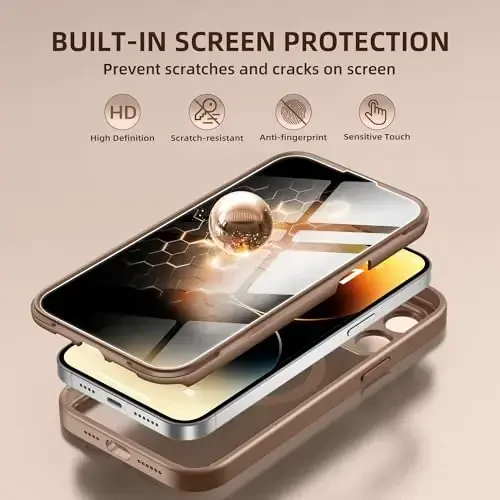 BERFY for iPhone 14 Pro Max Case, Compatible with MagSafe, Built-in Privacy Screen Protector and Camera Protection, Anti-Spy Full Body Shockproof Clear Phone Case for 14 Pro Max 6.7