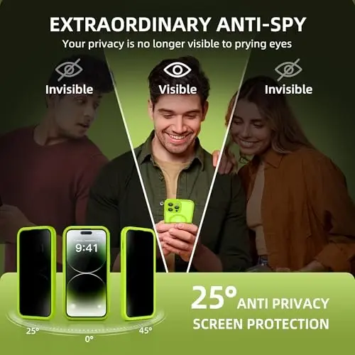 BERFY for iPhone 14 Pro Max Case, Compatible with MagSafe, Built-in Privacy Screen Protector and Camera Protection, Anti-Spy Full Body Shockproof Matte Phone Case for 14 Pro Max 6.7