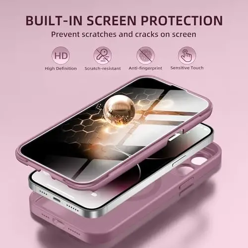BERFY for iPhone 14 Pro Max Case, Compatible with Magsafe, Palevioletred | Built-in Privacy Screen Protector, Full Camera Protection, Shockproof Full Body Translucent Matte Magnetic Phone Case 6.7